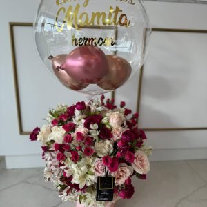 Bouquet Grande Rosa + Globo Burbuja