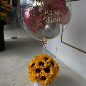 Bouquet Girasol + Globo Burbuja